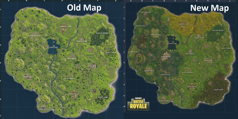Fortnite: Battle Royale map comparison.